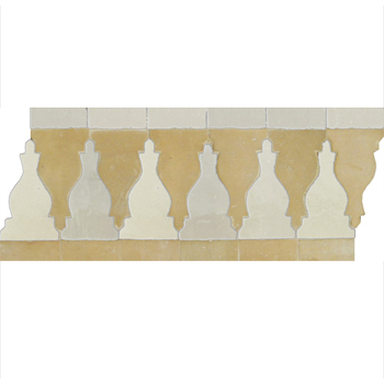 Mosaic House Moroccan tile Sharafa S 1-14 White Natural, Unglazed, Terracotta  zellige, mosaic, zellij, border, glaze, classic, traditional 